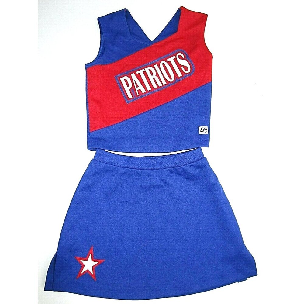 NEW Child PATRIOTS Cheerleader Uniform Outfit Costume 30" TOP Super Bowl RWB